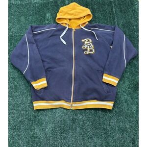 Bad Boy Zip Up Hoodie Jacket Mens XL Blue Yellow Embroidered Logo
